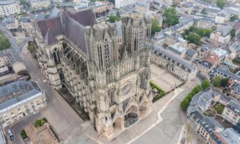 drone view of a building