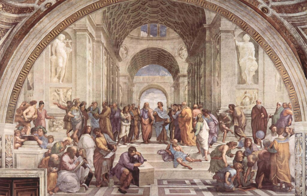 The school of Athens. Painting by Raphael Sanzio.