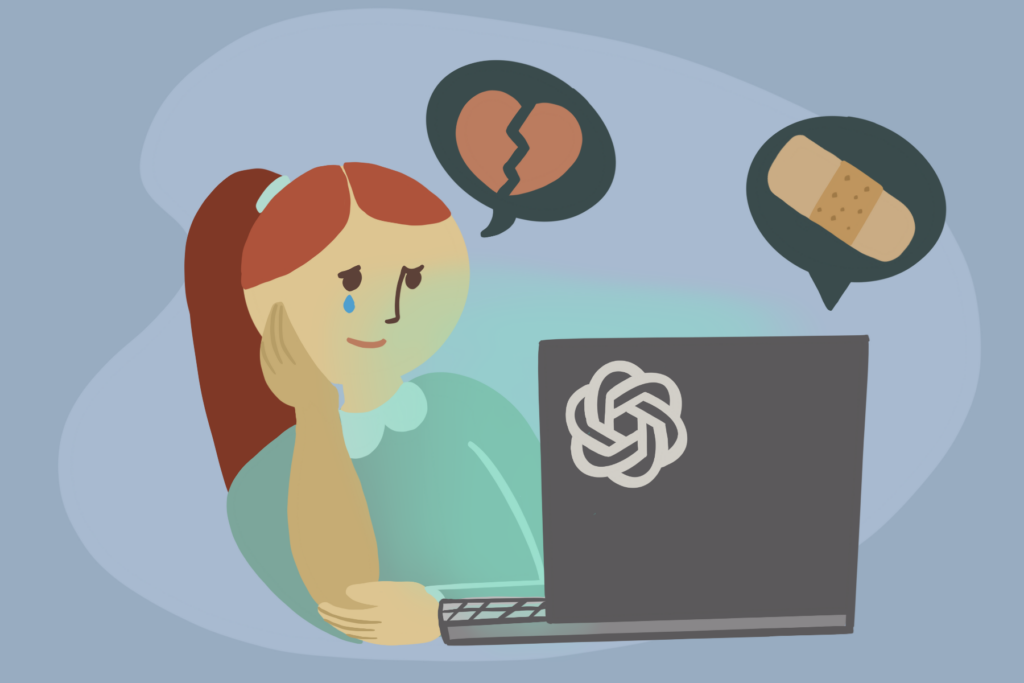 Relieved sad woman looking at laptop screen.
