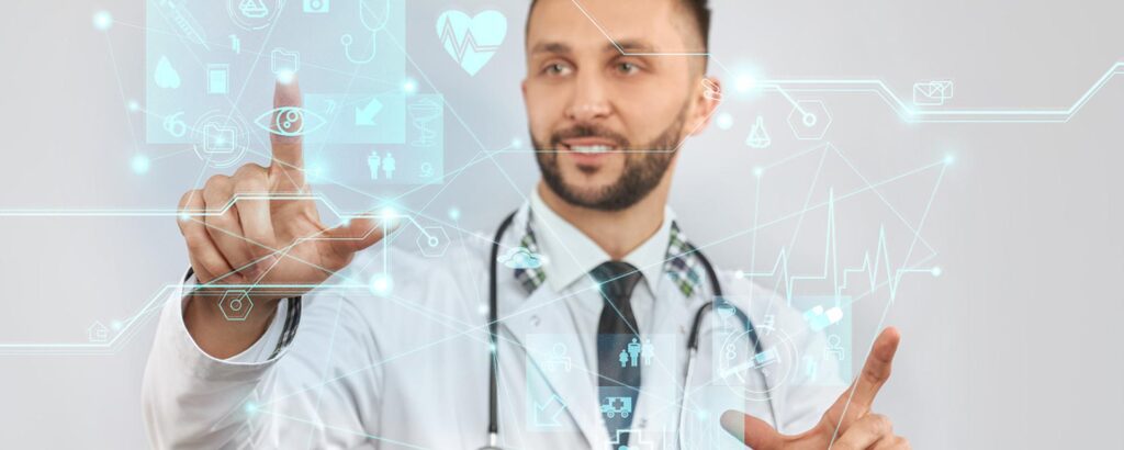 a doctor in medicine teaching with extended reality
