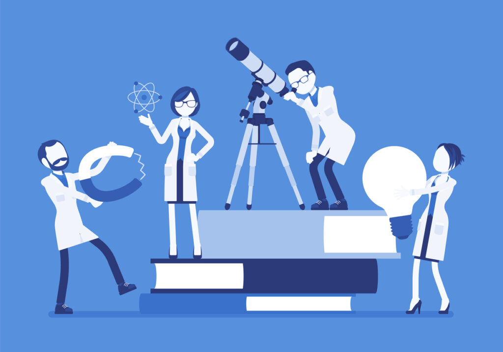 A bunch of researchers doing different types of science
