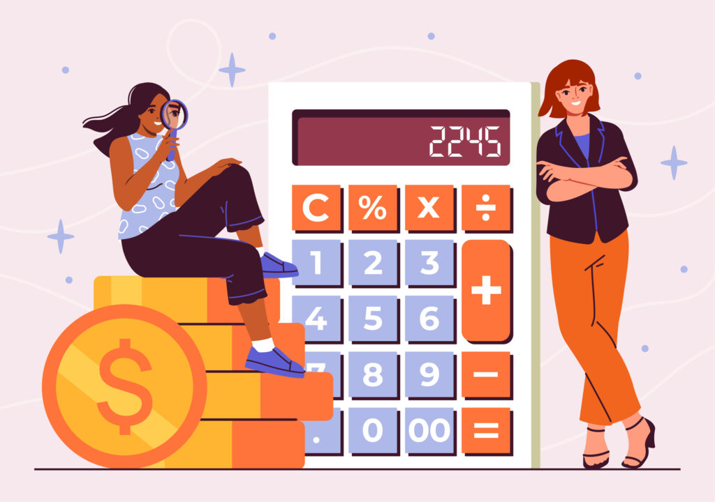 women calculating money