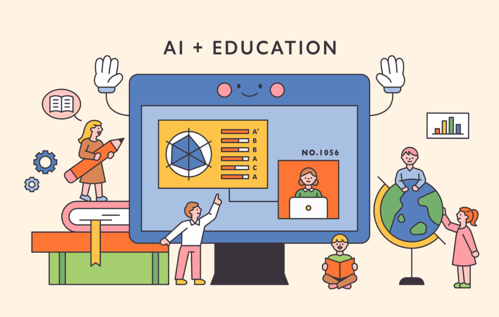 Ilustration of the uses of AI in education